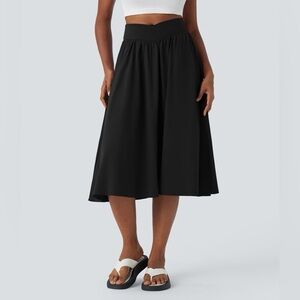 Halara NWT Breezeful™ Crossover High Waisted Pocket Midi Quick Dry Flare Skirt